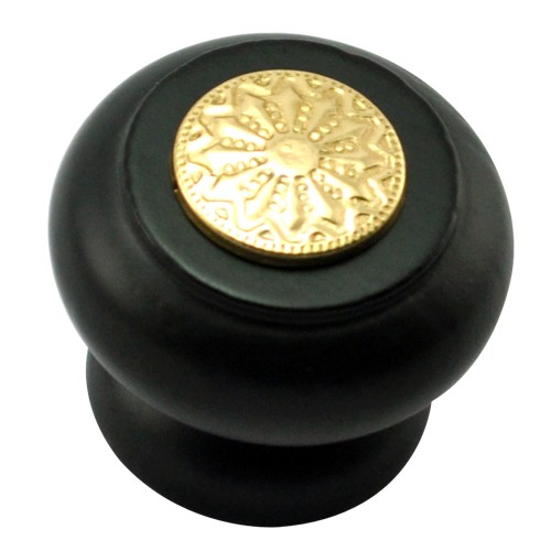 41mm Mushroom Wooden Cabinet Knob with Polish Lacquered Coin 